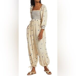 Free People Dahlia Jumpsuit Smocked XS